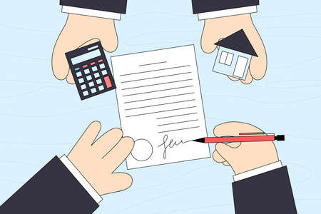 Deal of buying, renting or leasing accommodation conceptのイラスト素材