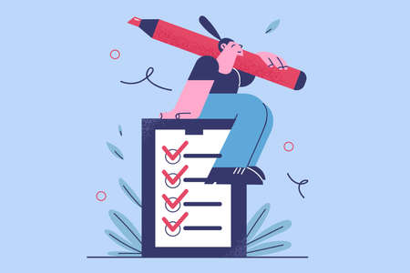 Time management, checklist and successful self organisation conceptのイラスト素材