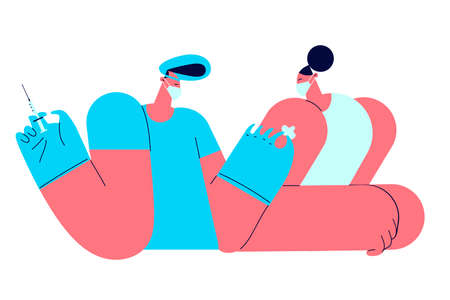 Vaccination, vaccine against COVID-19 infection conceptのイラスト素材