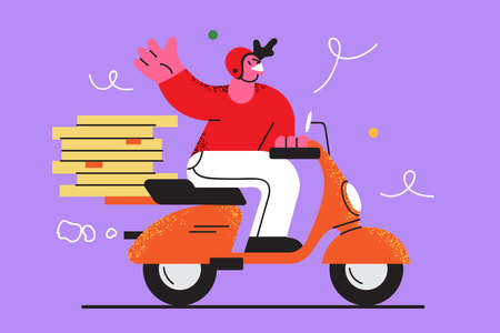 Food service delivery during quarantine conceptのイラスト素材