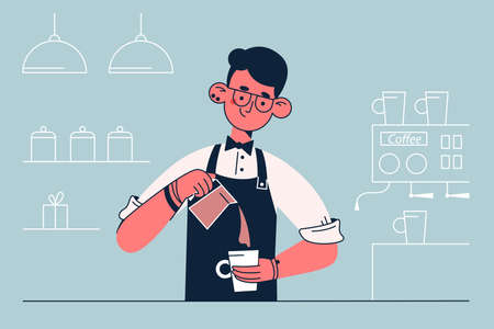 Barista during work conceptのイラスト素材