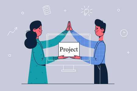 Business partners, projects, corporate workers conceptのイラスト素材