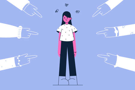 Accusing guilty person of girl conceptのイラスト素材