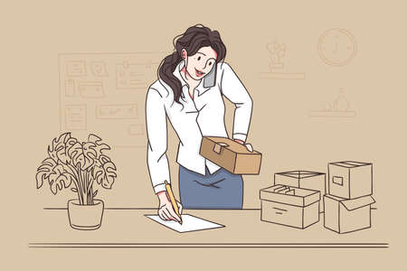 Multi tasking in office conceptのイラスト素材