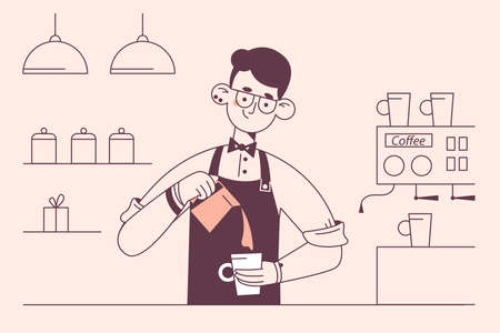 Barista during work conceptのイラスト素材