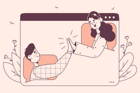 Online Agreement and partnership conceptのイラスト素材