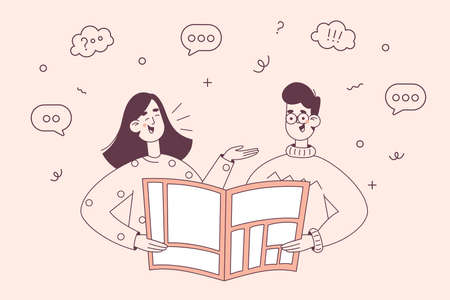 Reading news conceptのイラスト素材