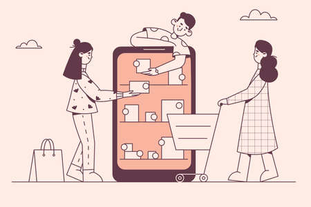 Online shopping and orders in internet concept.のイラスト素材