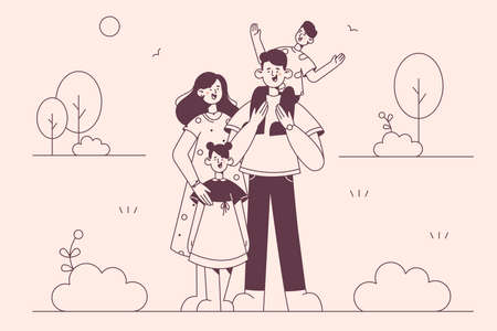 Happy family with children conceptのイラスト素材