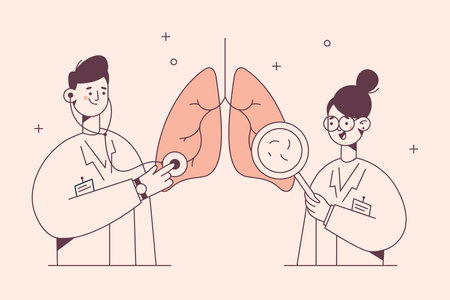 Lungs examination in medicine, pulmonology conceptのイラスト素材