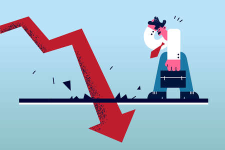 Economical fall, Debts, bankruptcy concept