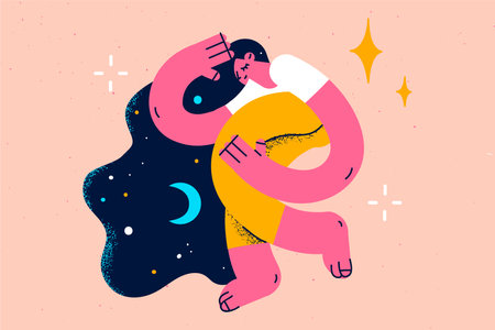 Comfort sleeping, sweet dreams conceptのイラスト素材