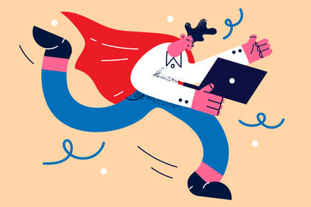 Businessman superhero and distant work conceptのイラスト素材