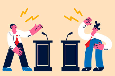 Politics debates and public fighting concept
