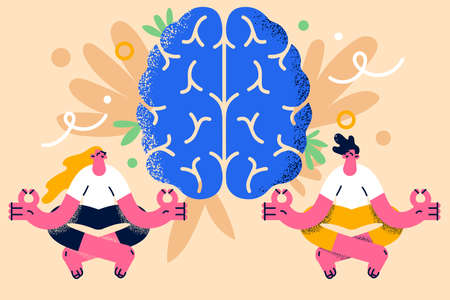 Meditation, harmony, brain health concept.のイラスト素材