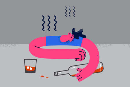 Addiction to alcohol and depression conceptのイラスト素材
