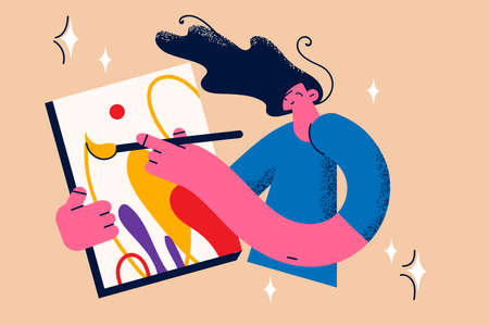 Painting, drawing and artwork conceptのイラスト素材