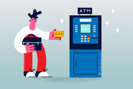 Withdrawal cash money in atm conceptのイラスト素材