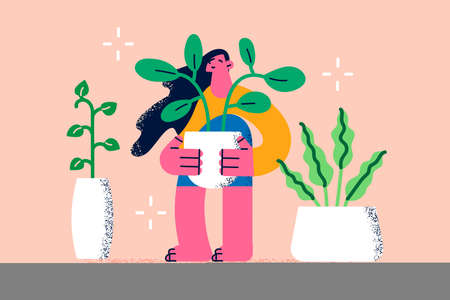 Growing plants and home flowers concept.のイラスト素材