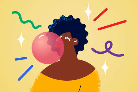 Chewing blowing bubble gum conceptのイラスト素材