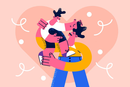 Loving father hold in arms small son childのイラスト素材