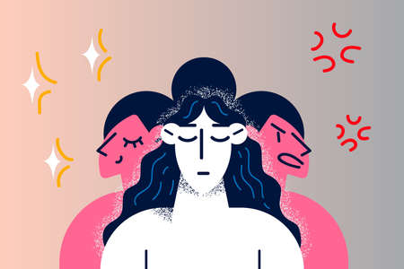 Woman have mood swings suffer from bipolar disorderのイラスト素材