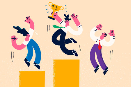 Overjoyed employees celebrate victory in businessのイラスト素材