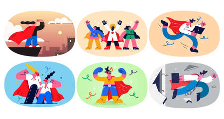 Set of powerful businesspeople strive for successのイラスト素材
