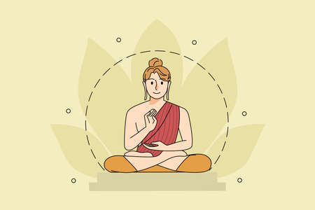 Calm person in lotus position on Buddha Purnimaのイラスト素材
