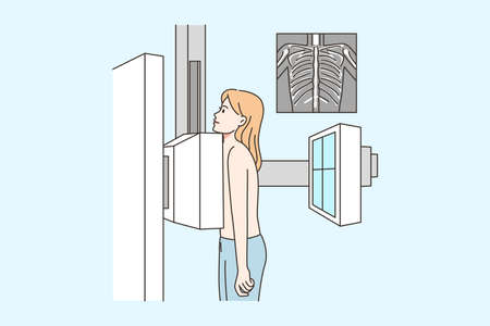 Woman have scanning on X-rayのイラスト素材