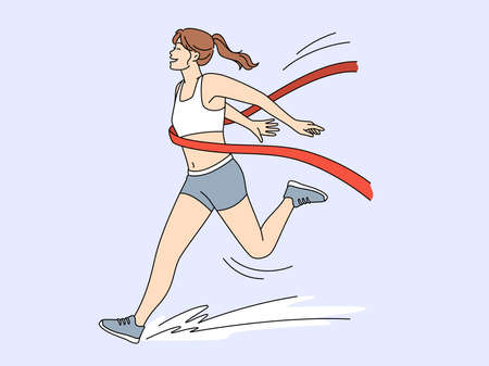 Happy female athlete finish firstのイラスト素材