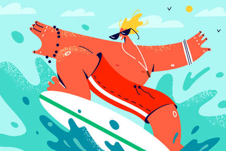Man surfing on waves in oceanのイラスト素材