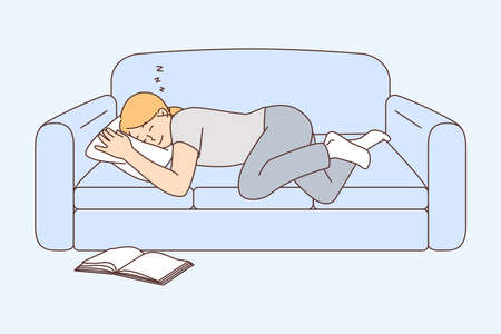 Young woman sleeping on sofaのイラスト素材