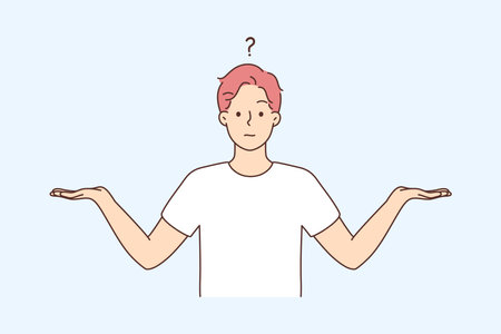Confused man comparing optionsのイラスト素材