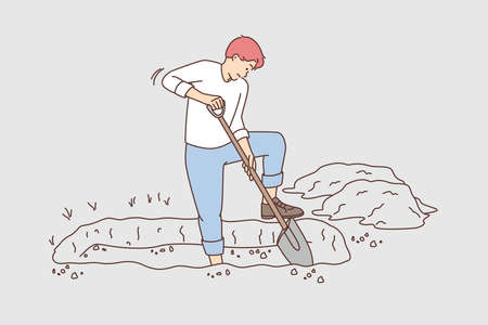 Man digging graveのイラスト素材