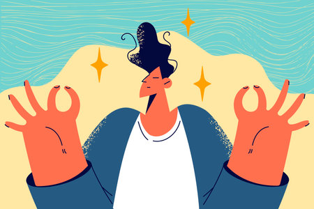 Man meditate relive negative energyのイラスト素材