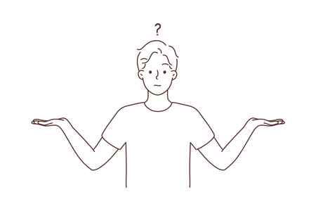 Confused man comparing optionsのイラスト素材