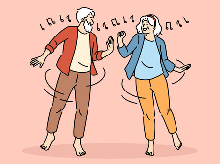 Smiling mature couple dancingのイラスト素材