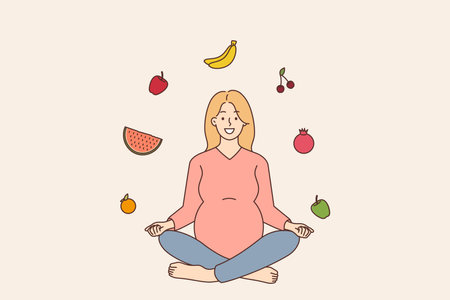 Happy pregnant woman follow healthy dietのイラスト素材