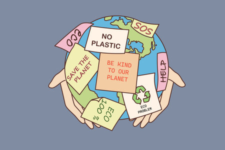 Hands holding planet earthのイラスト素材