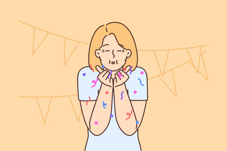 Happy woman with party accessories celebrate birthdayのイラスト素材