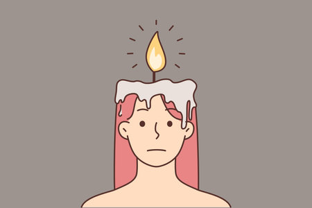 Young woman with head burning as candleのイラスト素材