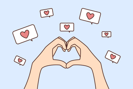 Person make heart gesture with handsのイラスト素材