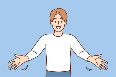 Smiling man with arms stretchedのイラスト素材