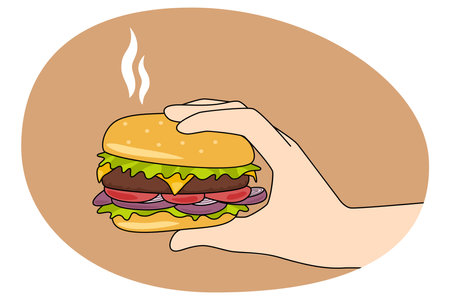 Person hold fresh tasty burgerのイラスト素材