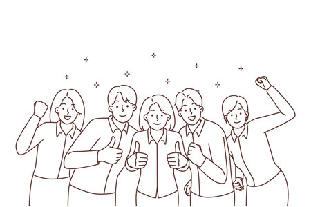 Smiling businesspeople celebrate shared business successのイラスト素材