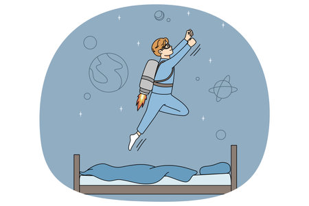 Boy child dream of becoming astronautのイラスト素材