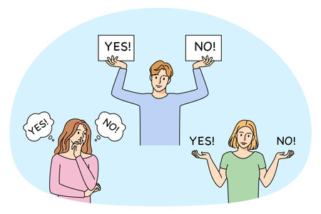 Confused people making choicesのイラスト素材