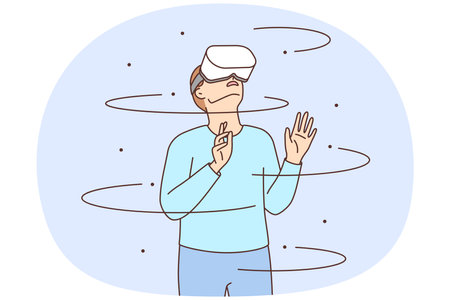 Man in VR glasses enjoy modern technologyのイラスト素材