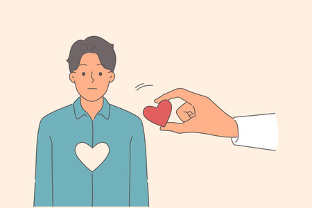 Person without heart needs organ donor to continue living and restore health, impaired by diseaseのイラスト素材